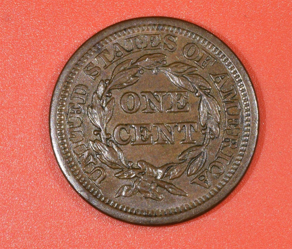 1845 Braided Hair Large Cent "AU"