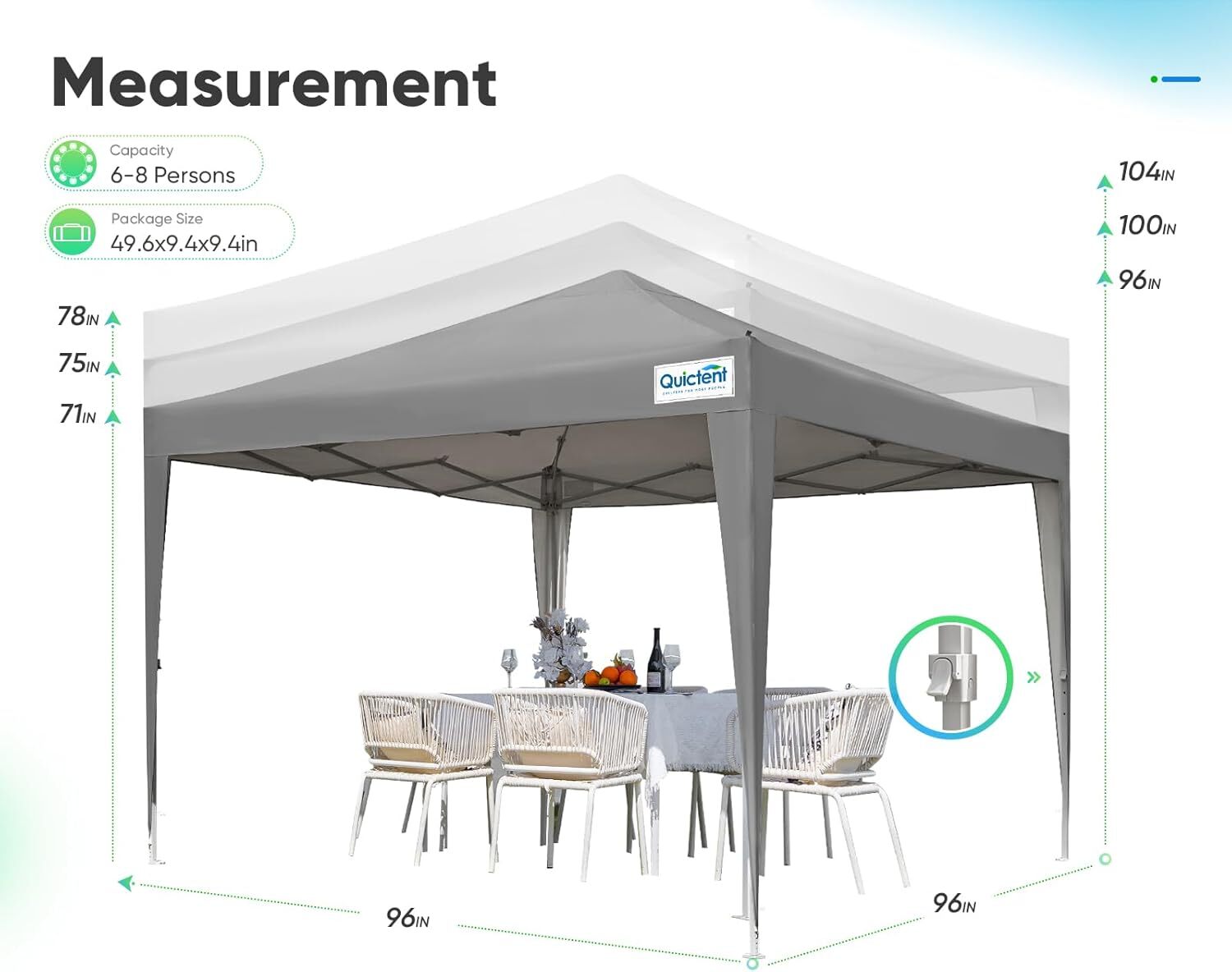 Quictent Waterproof 8x8 Pop up Canopy Tent with Sidewalls and Roll-up Windows