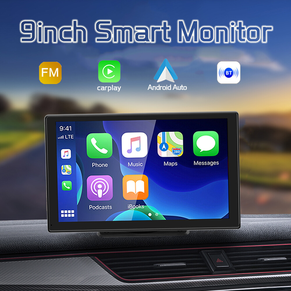 9" Portable Car Stereo Full Touch Screen Wireless Carplay Android auto Bluetooth