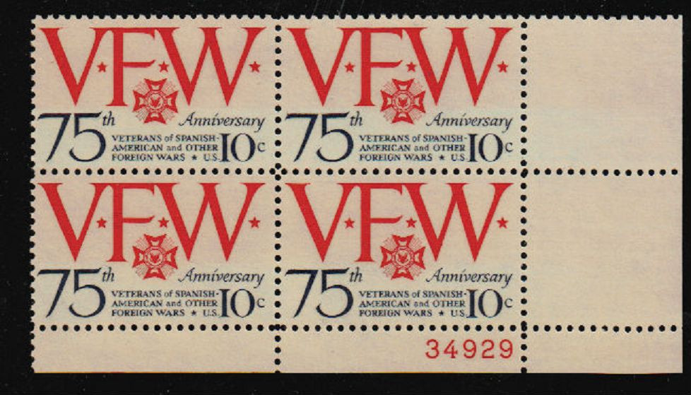 Scott # 1525...10 Cent ...V.F.W... Plate Block