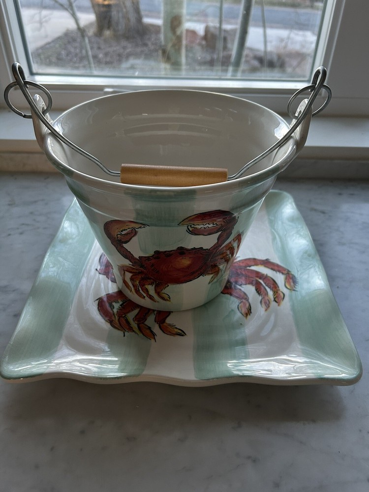 Crab Stripe By Mascara Ceramic Bucket And Platter