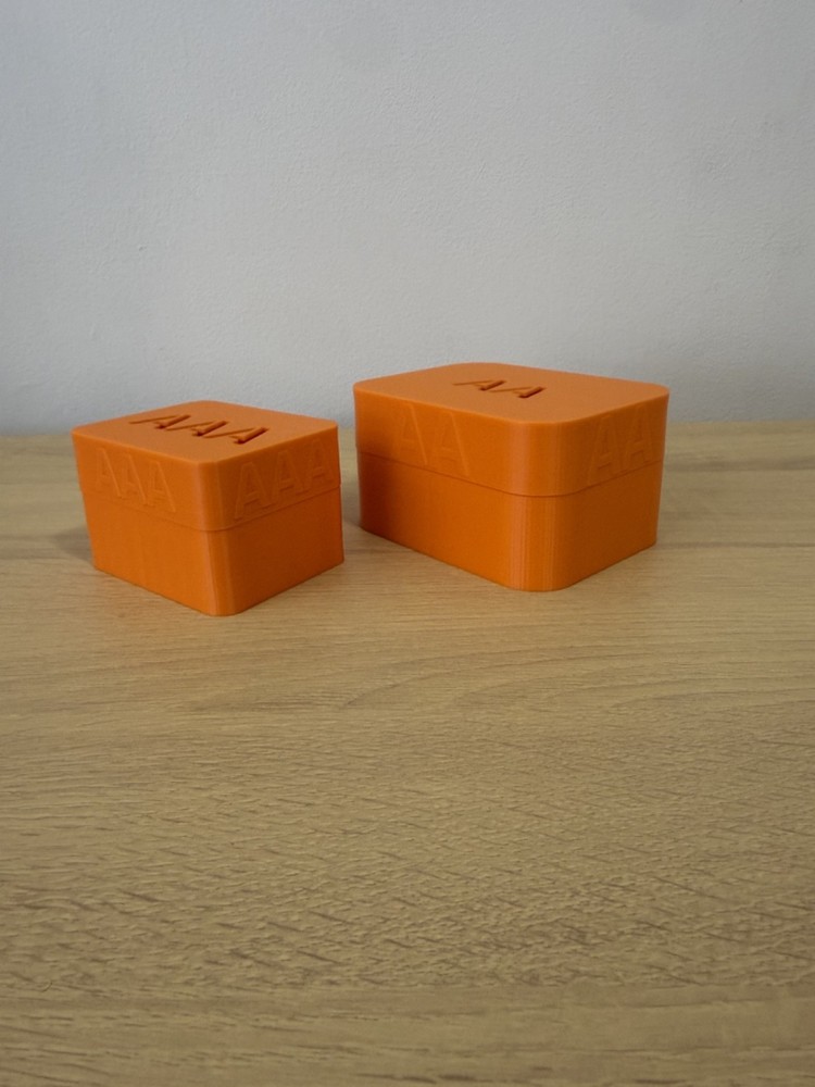 AA & AAA Battery Storage Case Organizer Box Drawer Holder W/Lid (Orange)