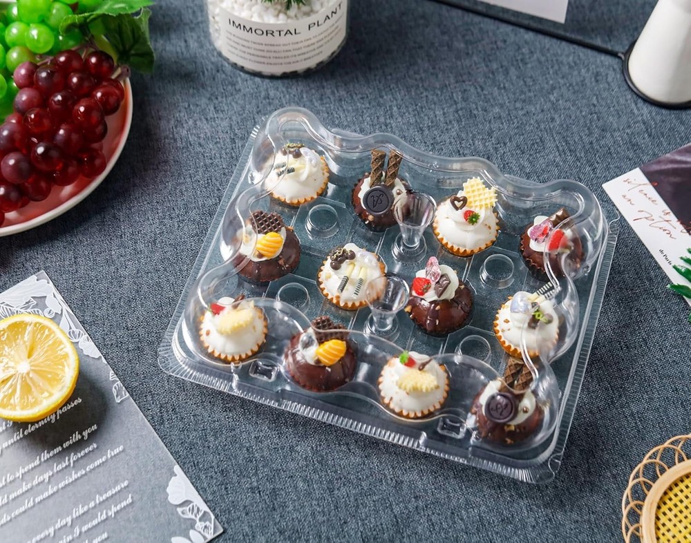 12 Count Mini Cupcake Containers 30 Pack Cupcake Holder with Detachable Tall ...