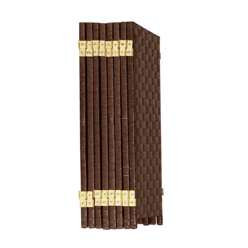 2 ft. Short Woven Fiber Folding Screen - 8 Panel - Dark Mocha