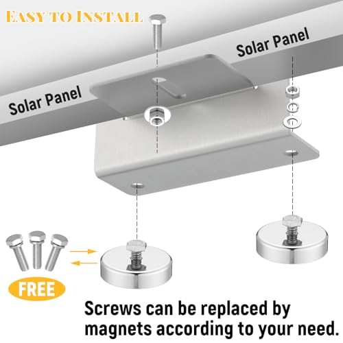 Pack 1200 Lbs No Drill Magnetic Solar Panel Mount Bracket Solar Panel 4 Silver