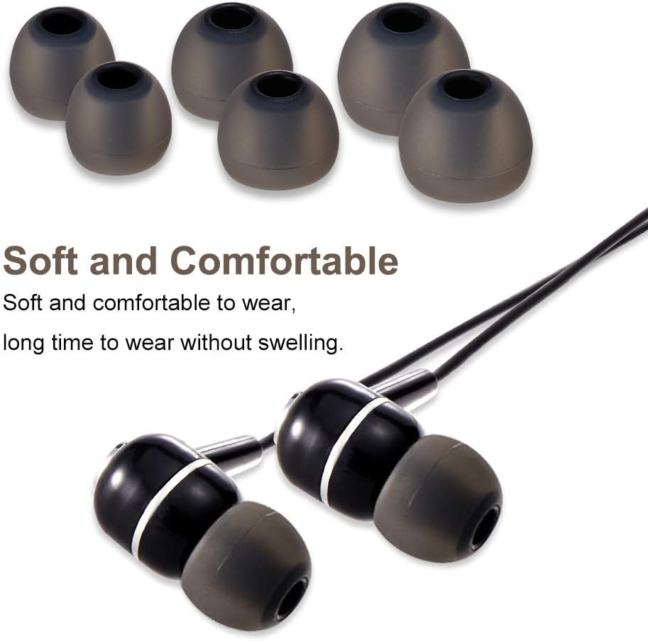 Earbud Tips Soft Silicone Earbuds Replacement Small/Medium/Large, Black