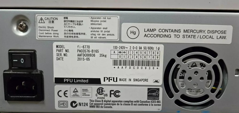 Fujitsu FI-6770 Color Duplex Document Image Scanner - Missing Back Feeder Tray