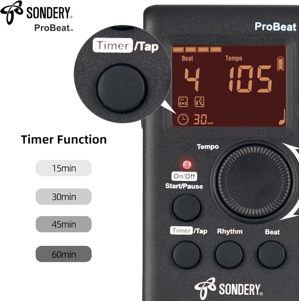 Versatile Digital Metronome with Pocket Size, Timer, and 3 Sound Options