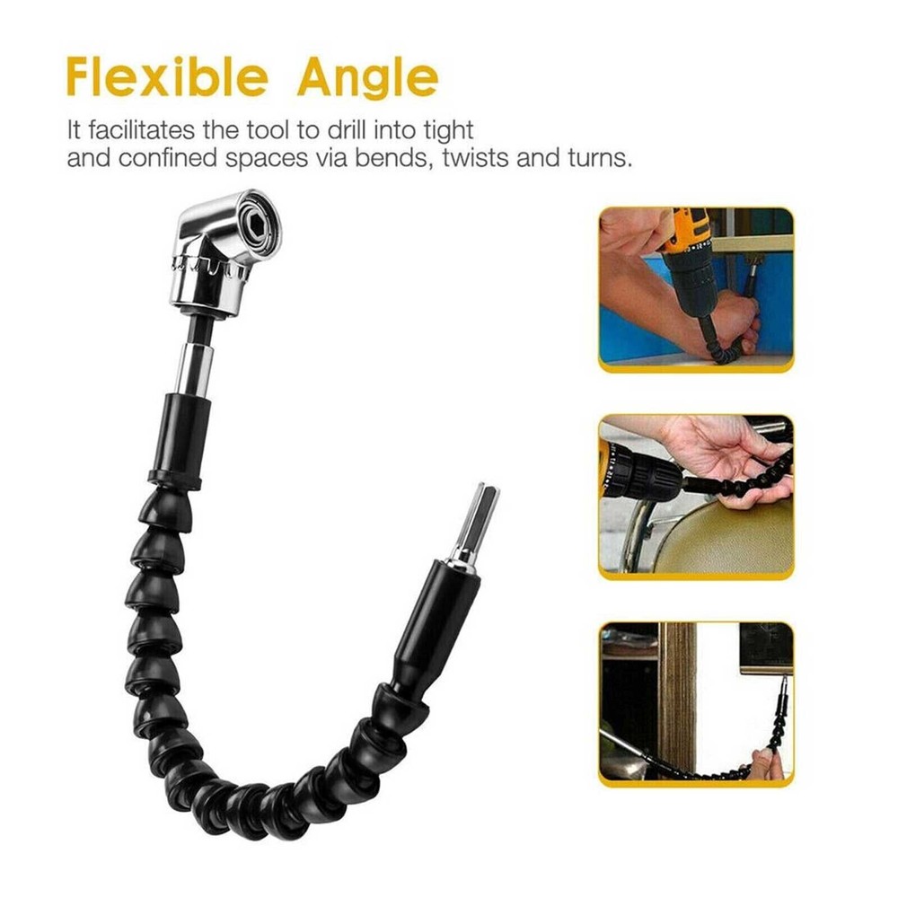 Right Angle Drill Adapter Flexible Shaft Extension Bits & Screwdriver Hold 1/4"