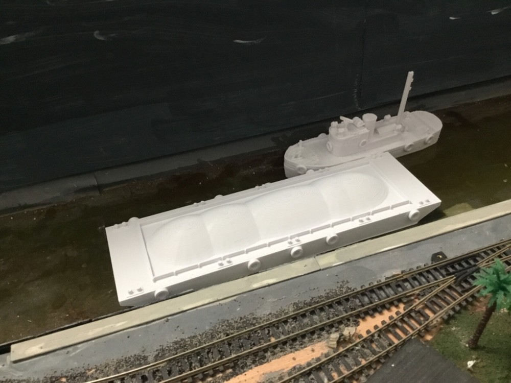 N scale Open top barge with load 3-D PRINT UNPAINTED