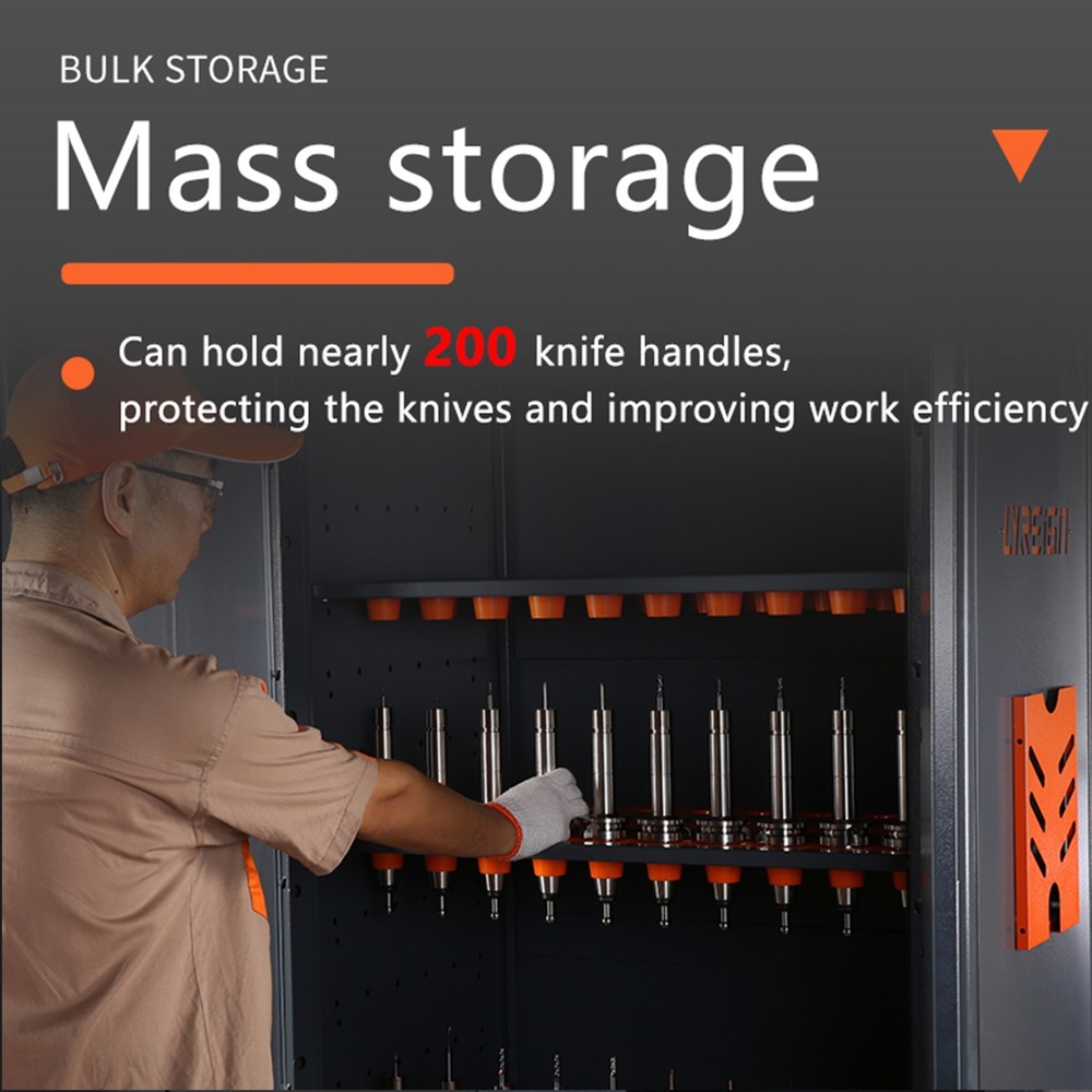 CAT40 CNC Tool Cabinet with Lock – 96-Capacity Orange Storage for Tool Holders