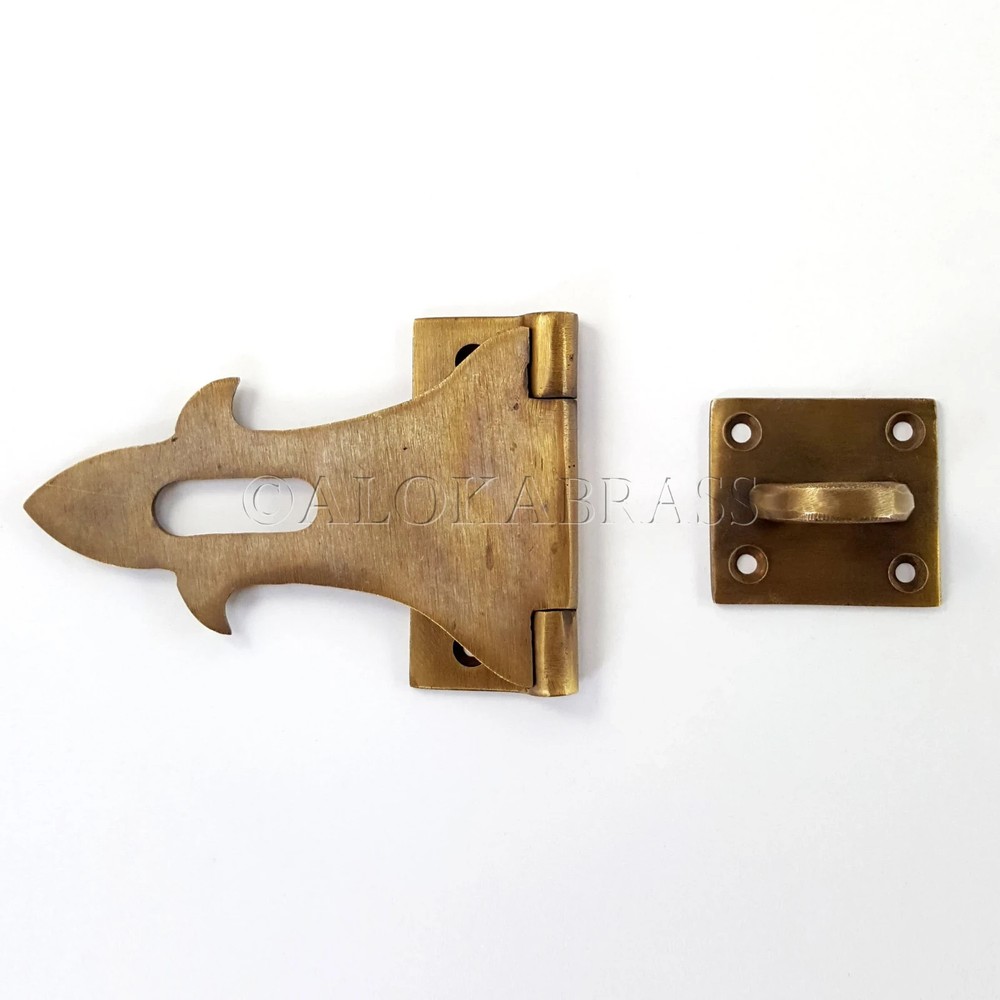 HASP & STAPLE box door cupboard Padlock solid brass 2 keys padlock BOX chest