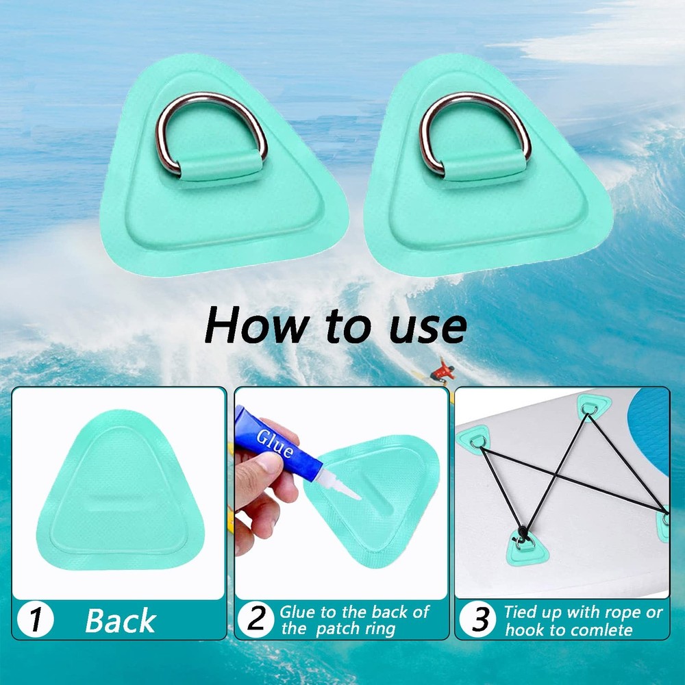 4 Pack Stainless Steel D-Ring Triangle Patch with 2.5m Black Bungee Cord,4Pcs...