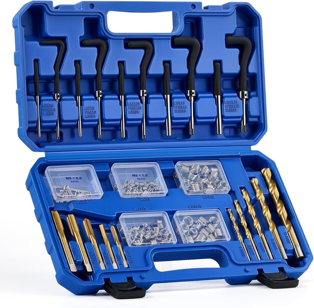 172pc Metric Thread Repair Kit: HSS Drill Bits & Tools for M5-M12 Restoration