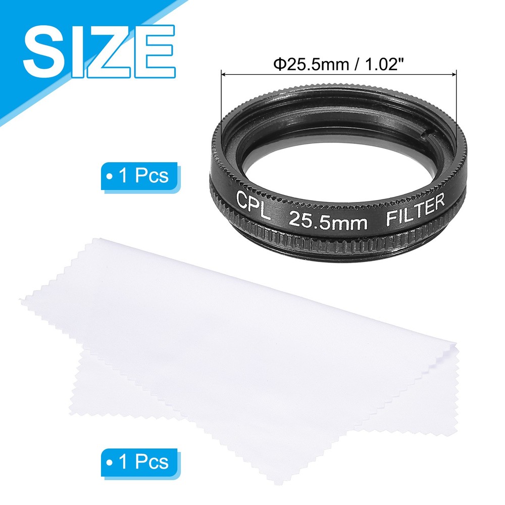 25.5mm Circular Polarizer Filter, Polarizing Filter with Cleaning Cloth