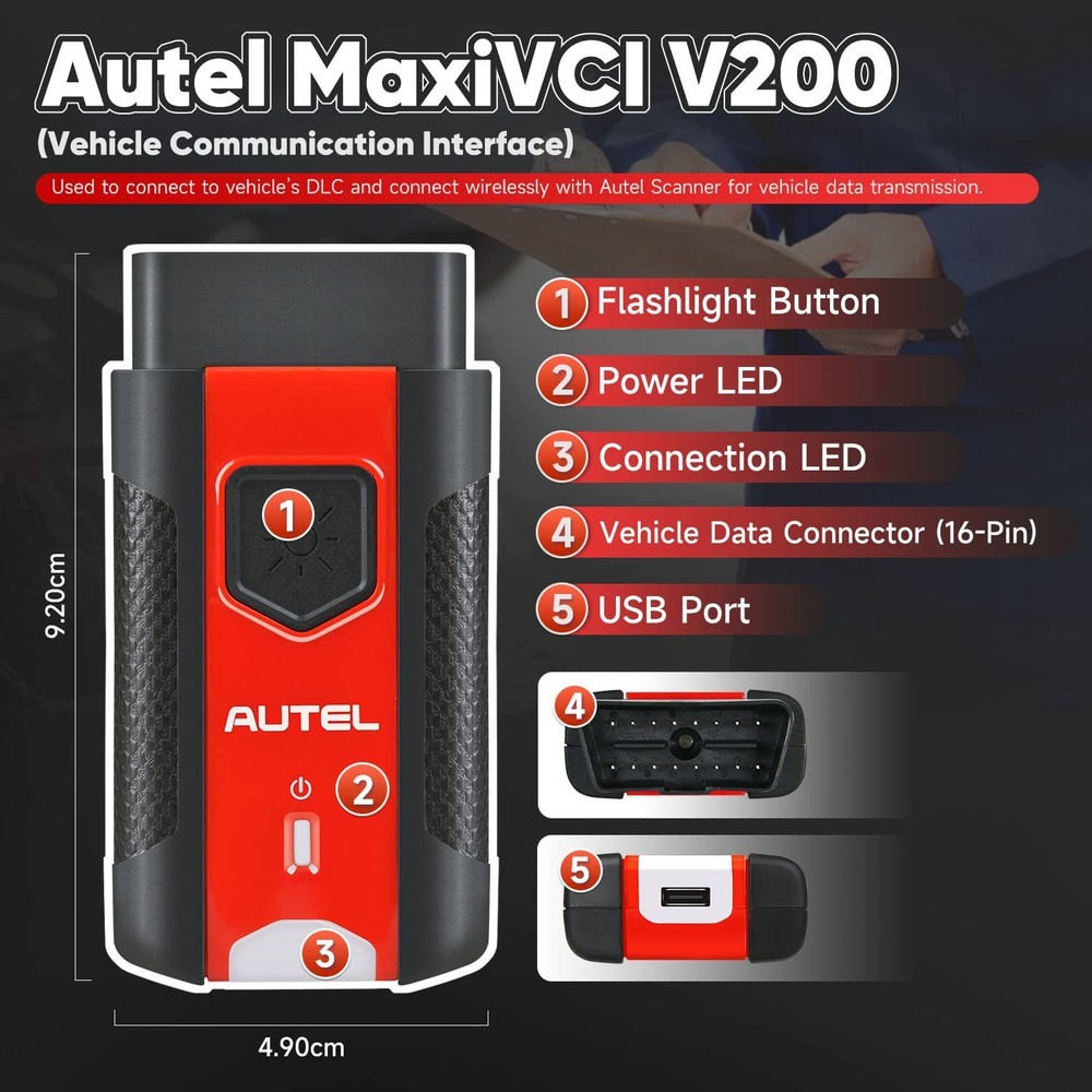 AUTEL MaxiVCI V200 Bluetooth Vehicle Communication Interface For ITS600 MS906PRO