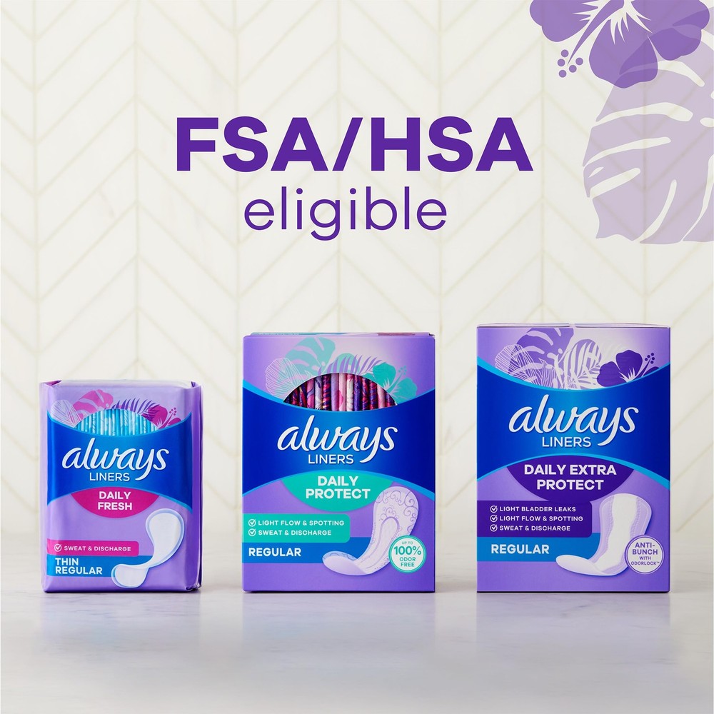 Always Daily Extra Protect Liners, Long Length, Unscented