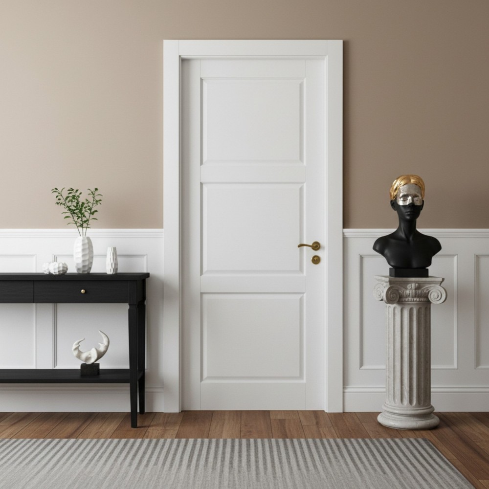 32''x80''3-Panel Solid Core Prehung Interior Door -Pantry/French No Hardware Kit