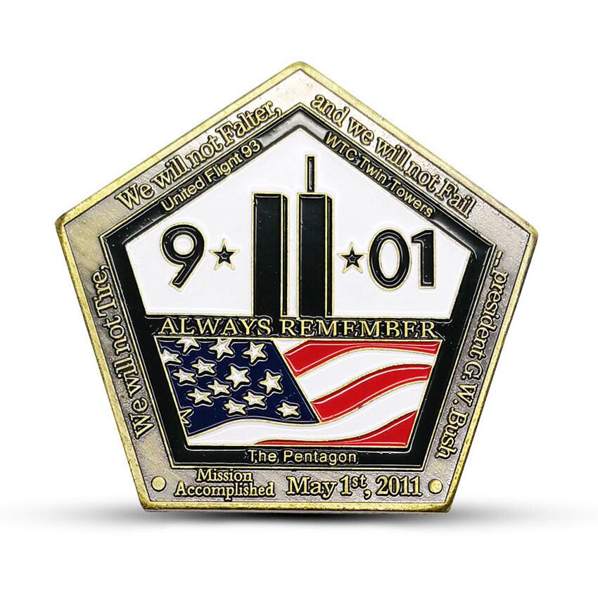 Challenge Coin Forget Pentagon Baking Paint 9/11 Never Iron Five Times