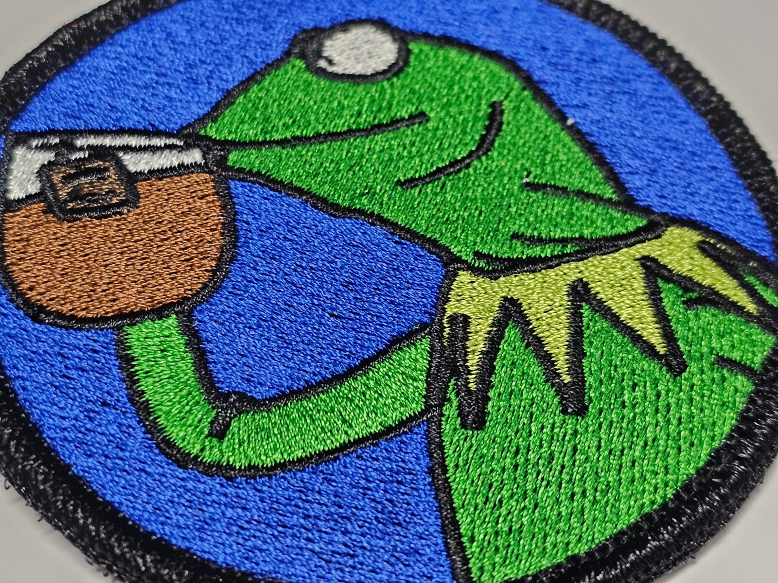 Kermit But That's None of My Business Sipping Tea Meme Full Color Patch Hook