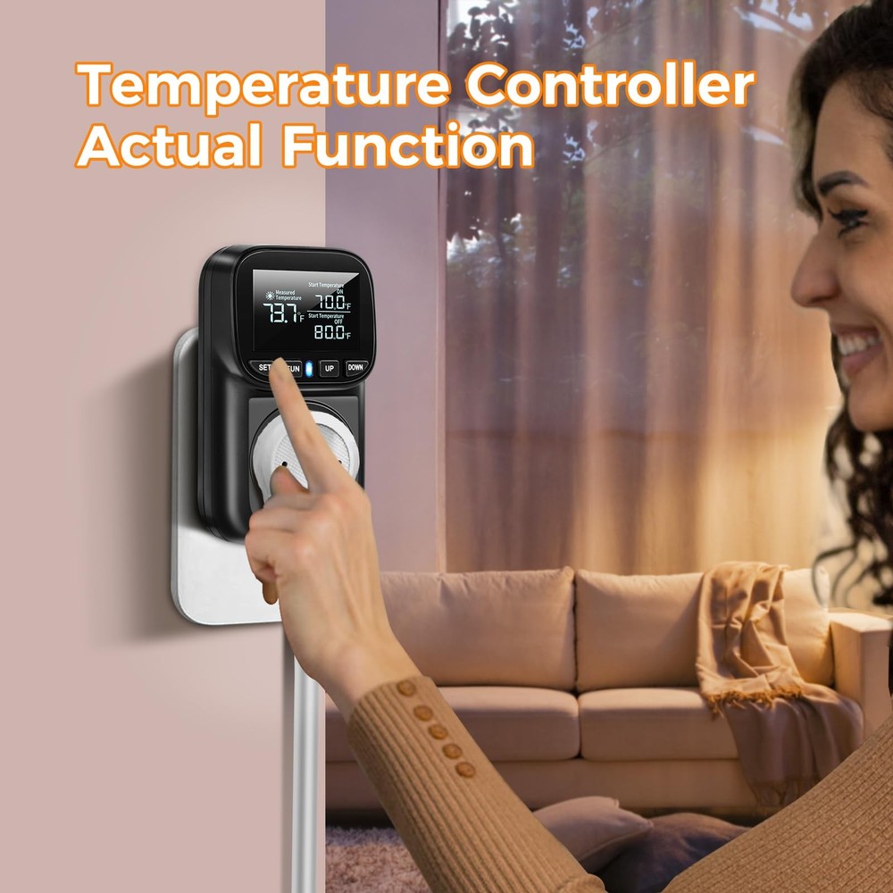 Diymore Digital Temperature Controller Outlet - 1800W Plug-in White