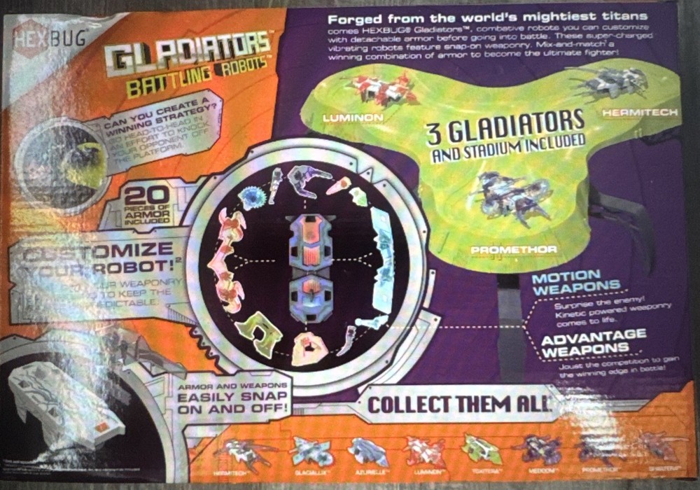 HEXBUG Gladiators Battling Robots Stadium w/ 3 Gladiators Sealed New Toy