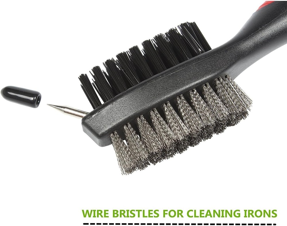 Compact Golf Brush with Wire Bristles & Carabiner - Essential Golf Accessory