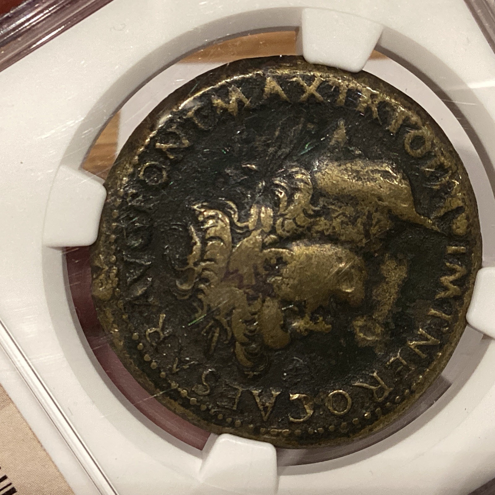 Roman Empire Nero AD54-68 AE Sestertius 28.57g Lugdunum Left Head Arch Scarce