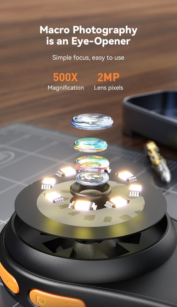 500X 1080P Digital Microscope 2 Inch Screen Video Coin Microscope+16G TF card