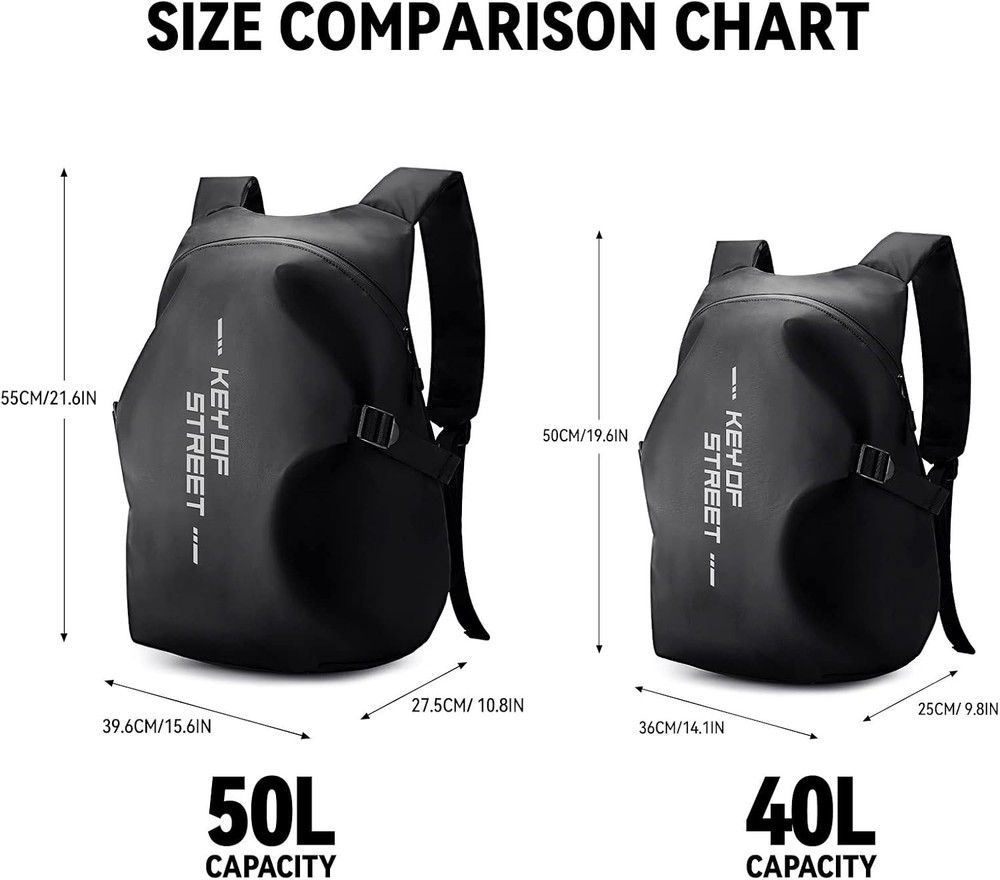 Motorcycle Backpack Black Small Waterproof Helmet Compartment Reflective For Men