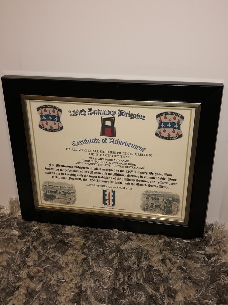 120TH INFANTRY BRIGADE - COA / (COMMEMORATIVE CERTIFICATE)