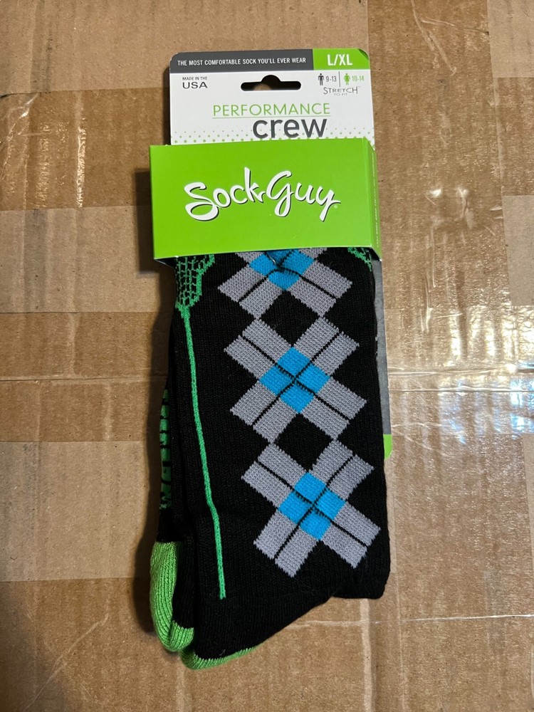 SockGuy Crew 8in Check Sticks Lacrosse Socks L/XL