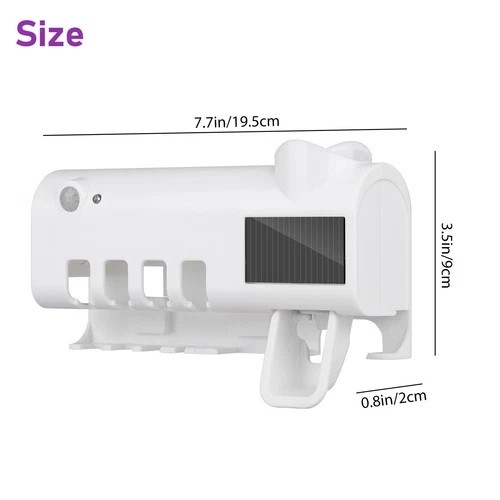 UV Light Toothbrush Sterilizer Holder & Automatic Toothpaste Dispenser Cleaner