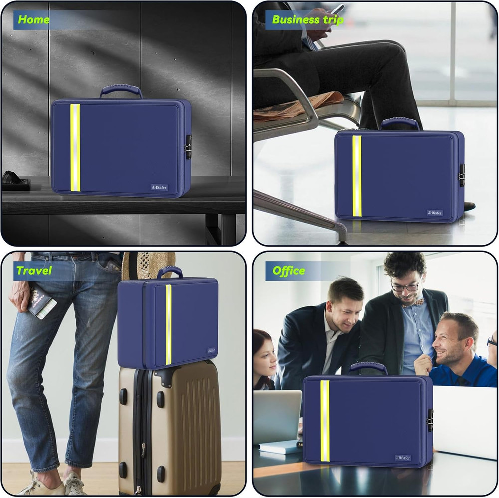 5200℉ Fireproof Document Bag, Plenty of Pockets, Waterproof Zipper Document B...