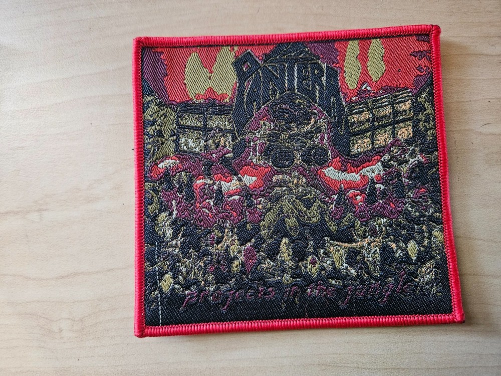 PANTERA, SEW ON RED BORDER WOVEN PATCH