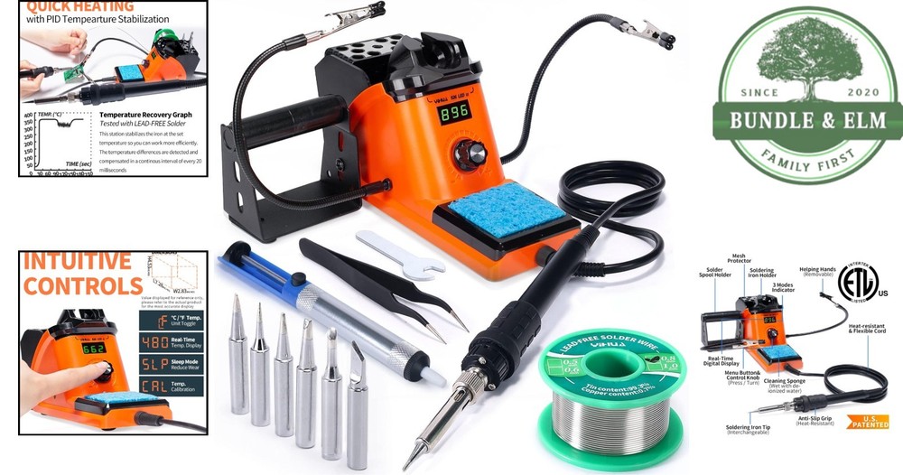 LED Display Soldering Iron Station Kit with Adjustable Temperature Control