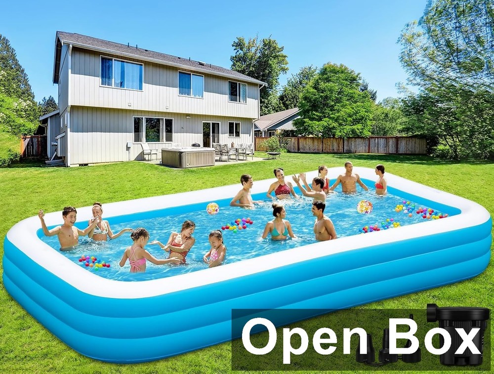 RUANSZZ SPA009 - Extra Large Inflatable Pool, 180"x76"x22", Blue