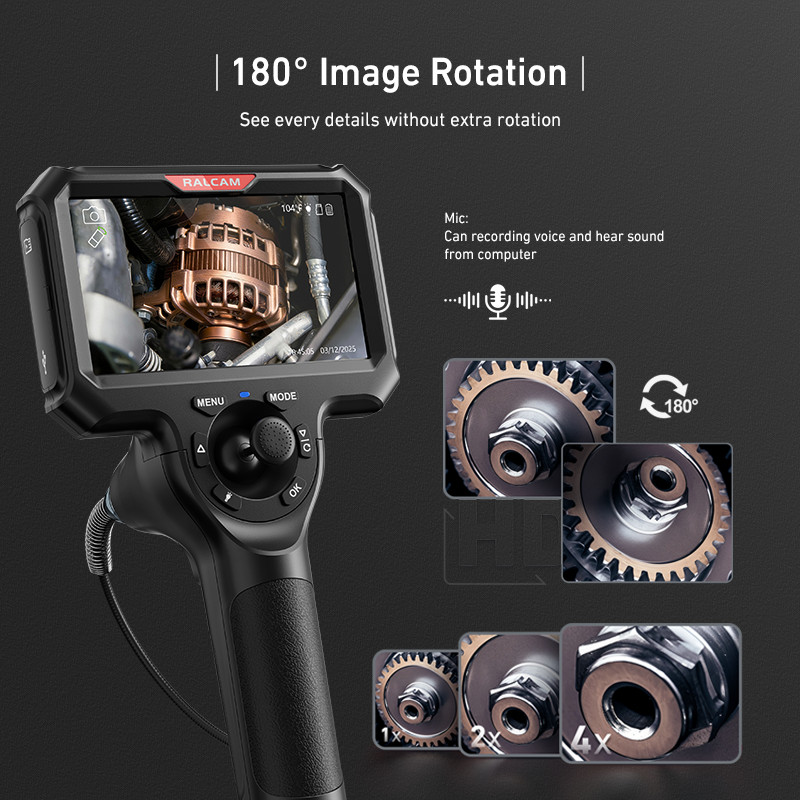 Ralcam Joystick 5" Endoscope Camera with Light Inspection Camera 360° Borescope