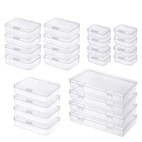 24-Piece Clear Plastic Storage Box Set - Mini Rectangular Organizer with Hinged
