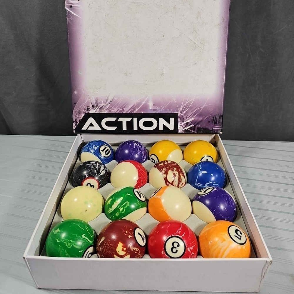 Action White Swirl Marble Pool Ball Set - BBWM