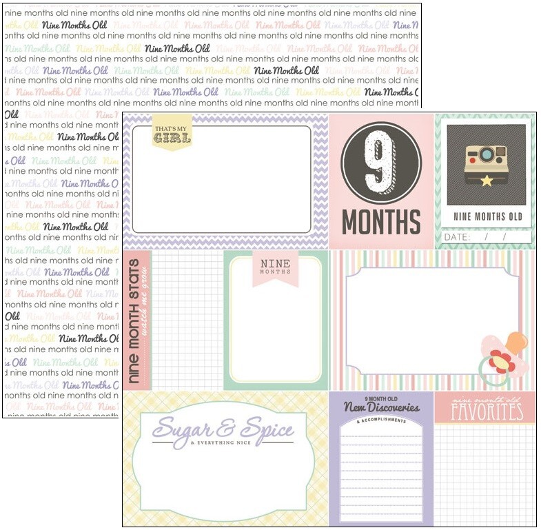 Baby's First Year, Girl, 13 sheets, scrapbook paper - Scrapbook Customs 36984
