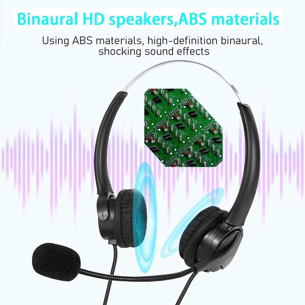 Call Center Headset with Microphone Noise Cancelling, USB Wired Binaural Headset