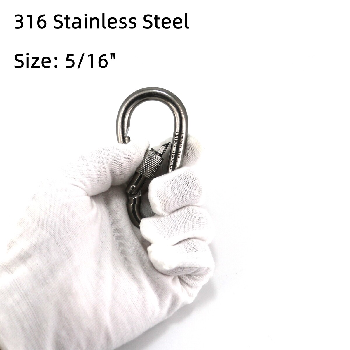 4PCS 3.16" 316 Stainless Steel Carabiner Clips Heavy Duty Lock Snap Spring Hook