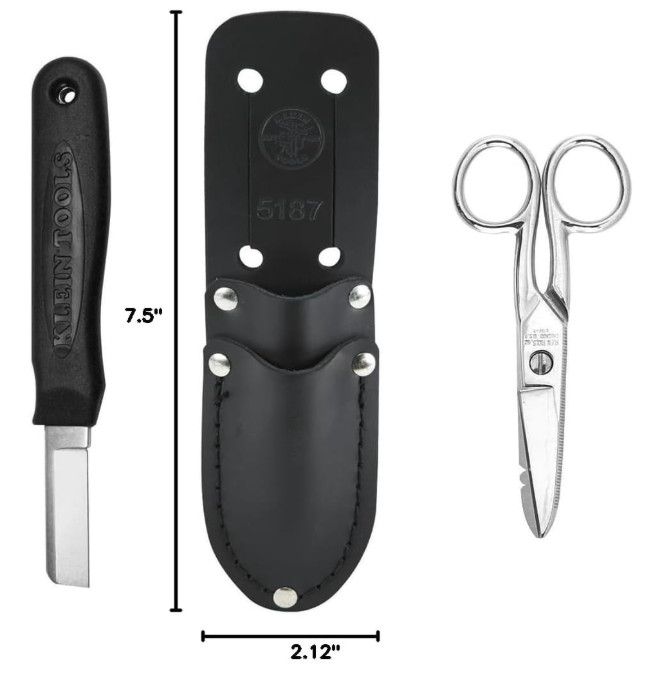 46037 Cable Splicer Kit Electrician Scissors Knife & Leather Pouch 3PC