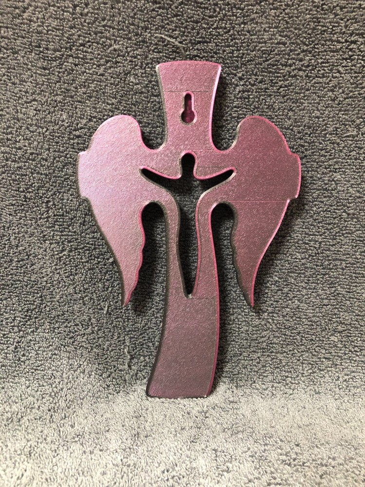 3d Printed Religious Cross Silk Black Red (mounting hardware included)