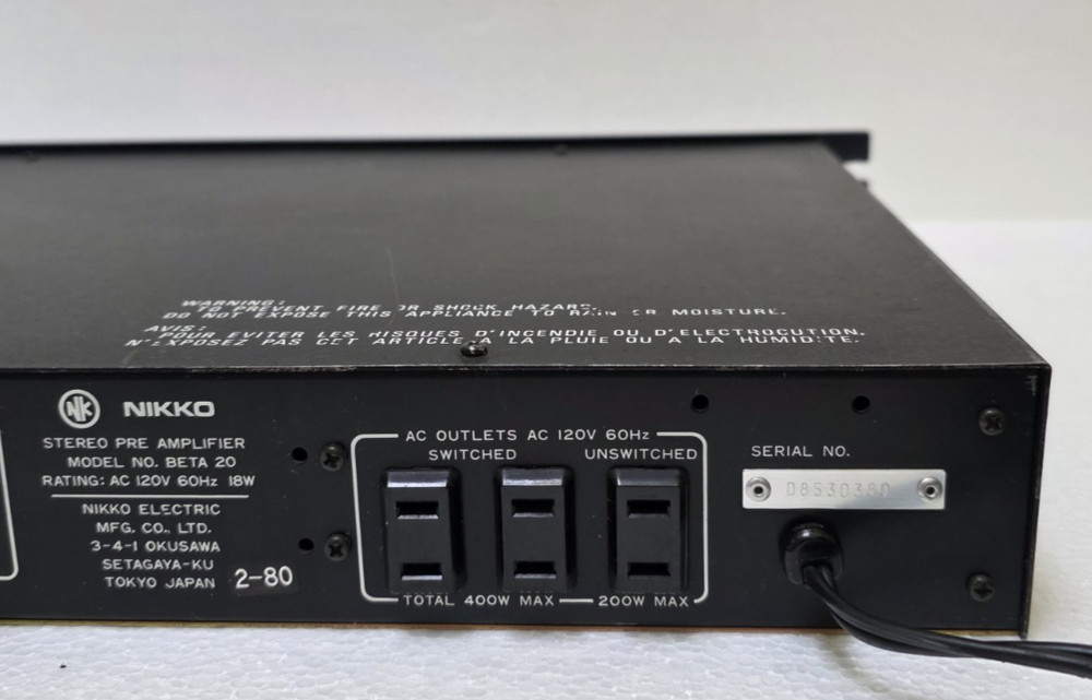 Nikko Beta 20 Stereo Preamplifier Tested & Working! SEE VIDEO!