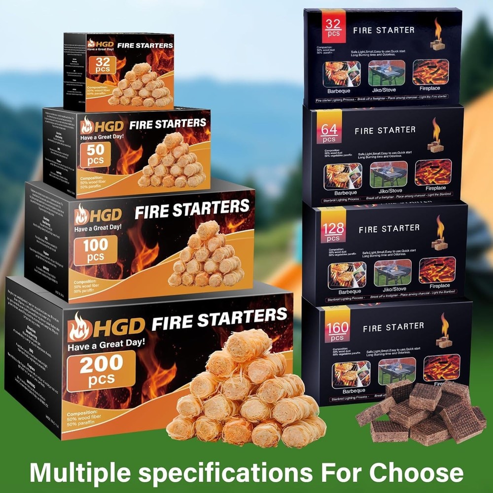 Weather-Resistant Fire Starter Squares: Perfect for Grilling & Camping Needs
