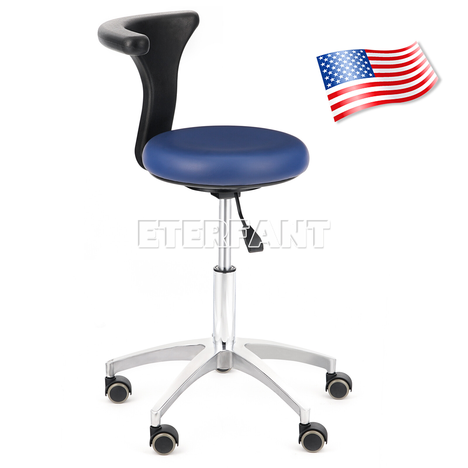 Dental Doctor Assistant Stool Mobile Chair Adjustable Height PU Leather ETERFANT