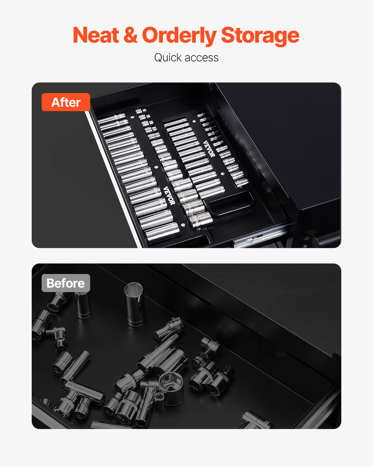 Portable Socket Organizer Set 3PCS 76-Clip Magnetic Socket Tray Metric/SAE