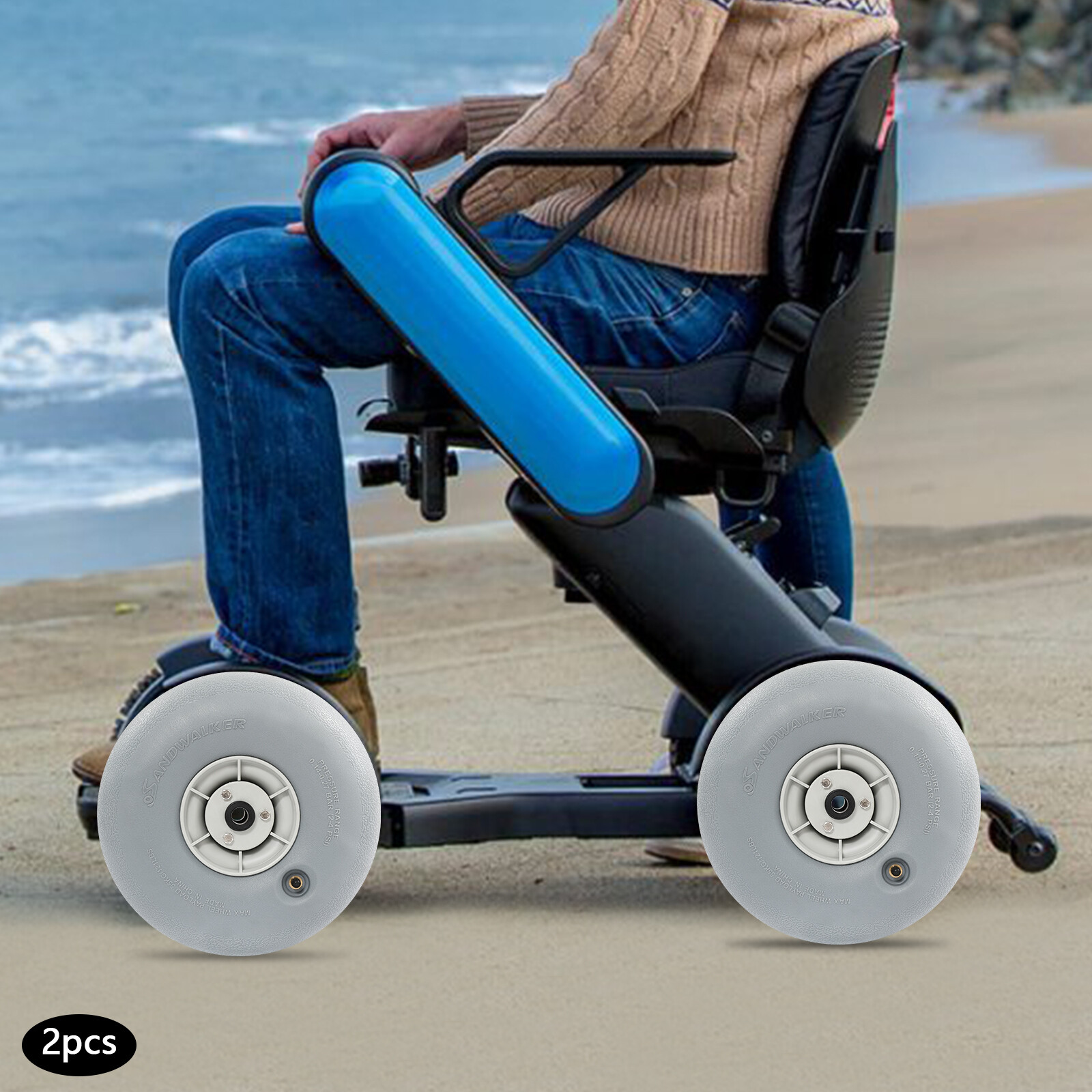 2Pcs Inflatable Beach Wheels – Durable Sand Tires for Carts, 121lbs Load